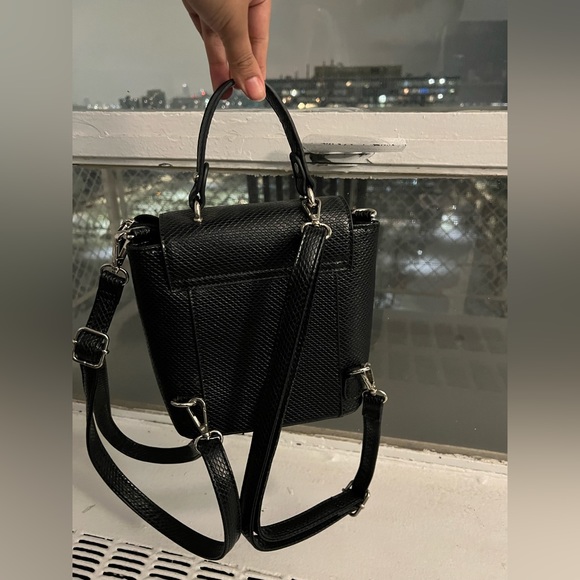 Black Mini Backpack + shoulder or crossbody bag purse - Picture 9 of 12